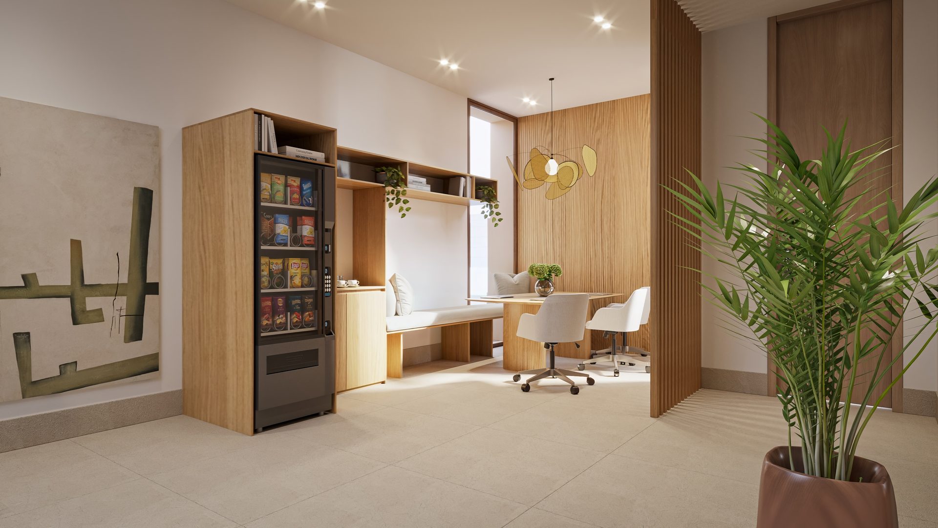 Shared workspace next to the Bisbe Maura coliving entrance